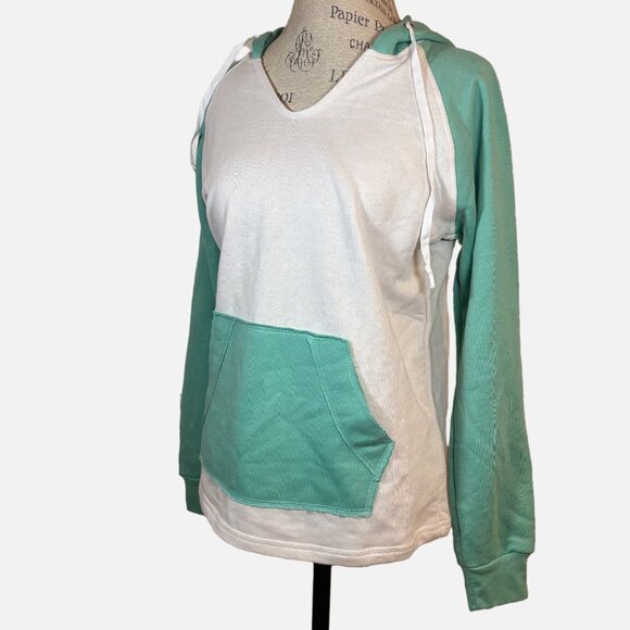 LAGACI Teal & White Colorblock Hoodie - Size M - Picture 4 of 12